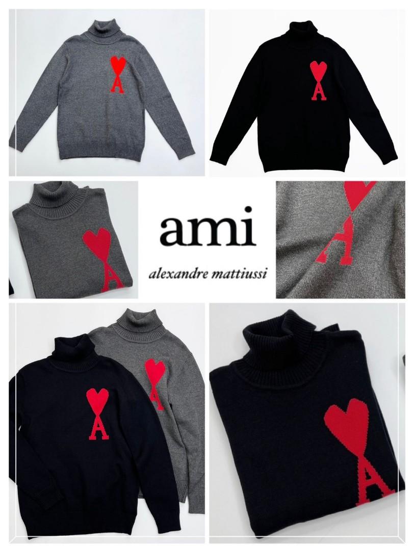 減$20🔥Ami Paris 新款愛心logo標誌撞色提花高領羊毛衣］, 預購- Carousell