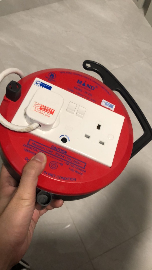 2 Way Extension Cable Reel with Safety Mark 6 Meter, TV & Home