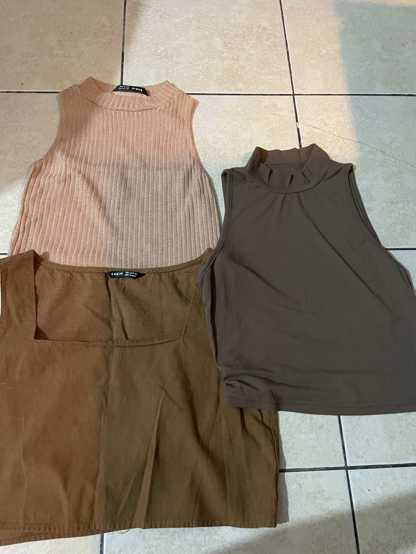 3 crop top Shein brand, Women's Fashion, Tops, Sleeveless on Carousell