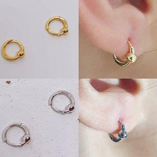 925 Sterling Silver 7mm Tiny hoop earrings Ball bead