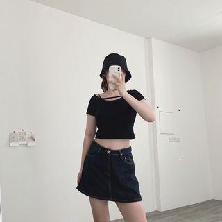 （極光女孩） 牛仔褲裙 褲裙 牛仔裙 A字裙