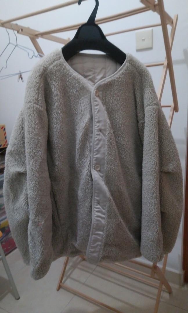 日本松本惠奈clane 21-22aw reversible military boa jacket ivory 雙
