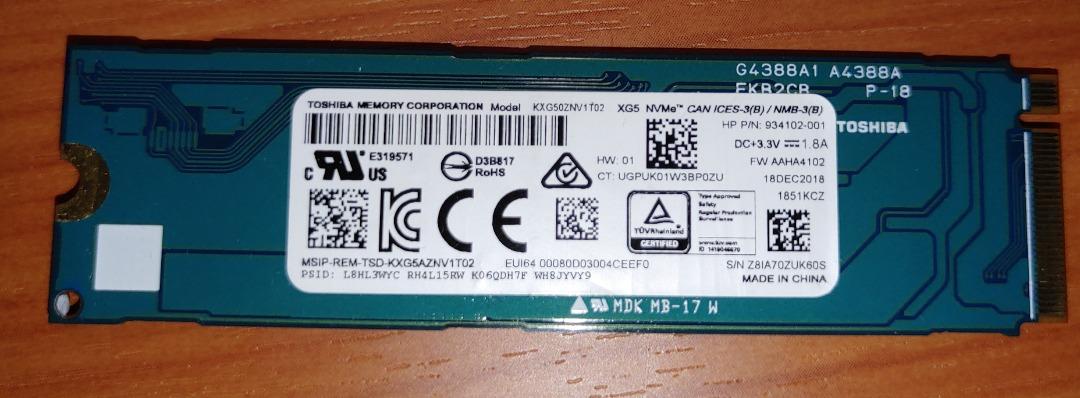 Toshiba XG5 KXG50ZNV1T02 1T 1TB NVMe SSD M.2
