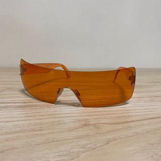 古著 vintage Y2K 千禧 復古 無框 壓克力 橘色 墨鏡 sunglasses