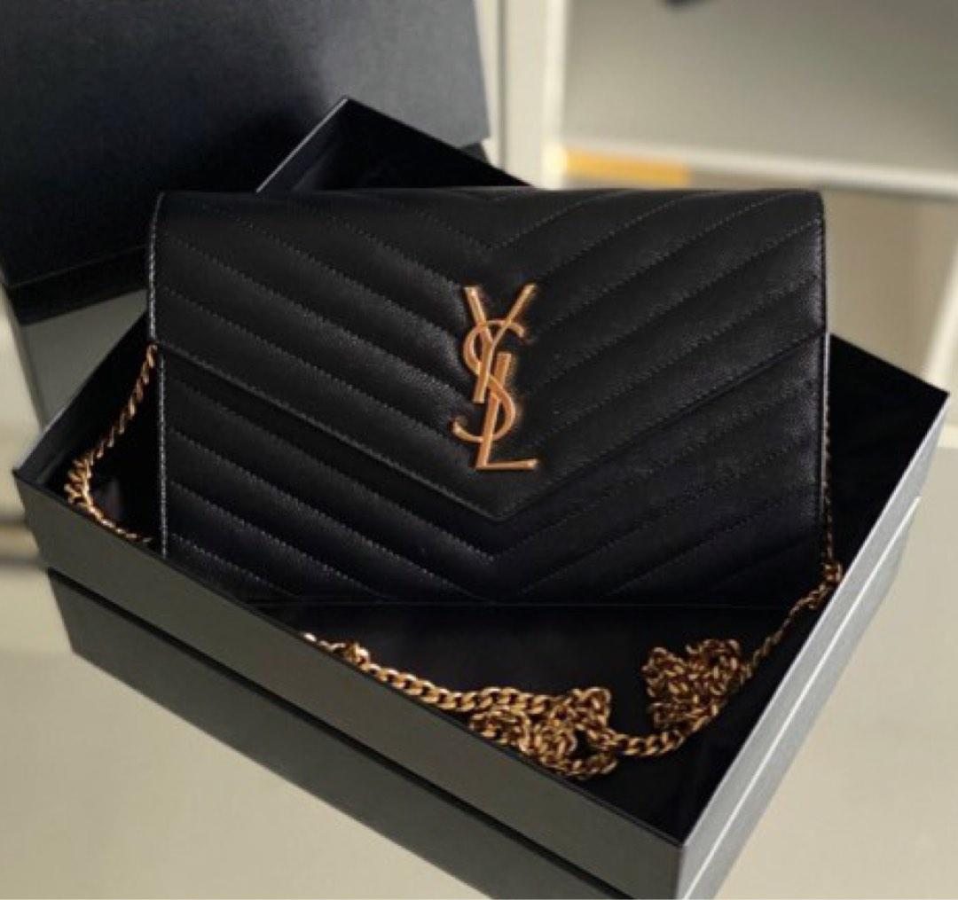 Bag review: YSL Saint Laurent wallet on chain & Cassandre purse (in  comparison to Chanel WOC) (Extra Petite)