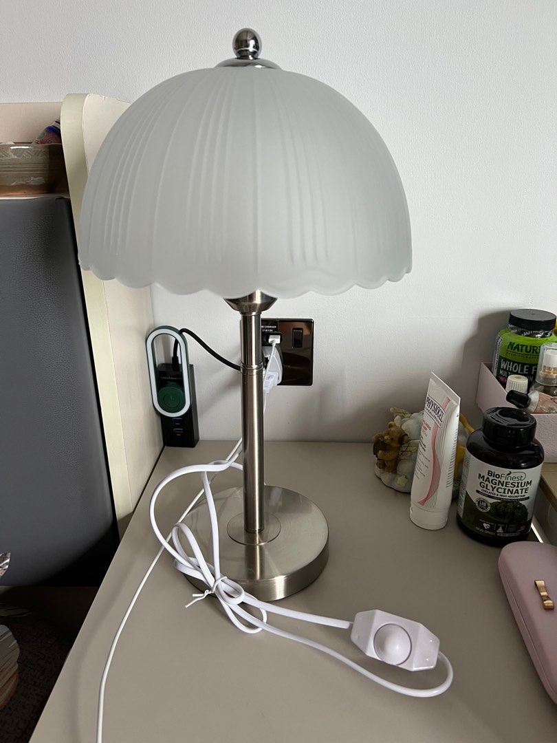 Bedside lamp glass cover with dimmer, Furniture & Home Living, Lighting & Fans, Lighting on