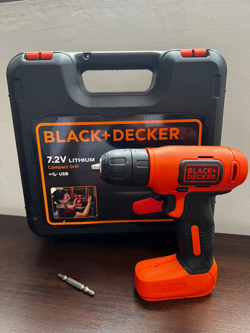 Black +Decker 7.2V Compact Drill, Furniture & Home Living, Home