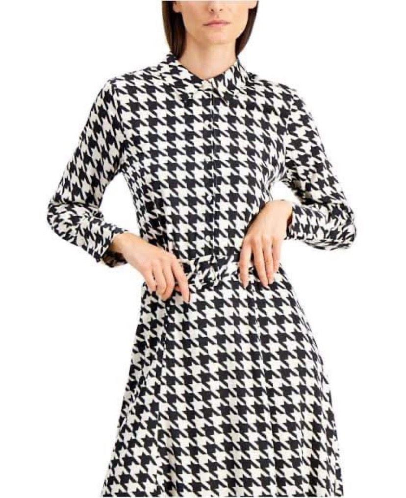 Calvin klein houndstooth midi dress clearance