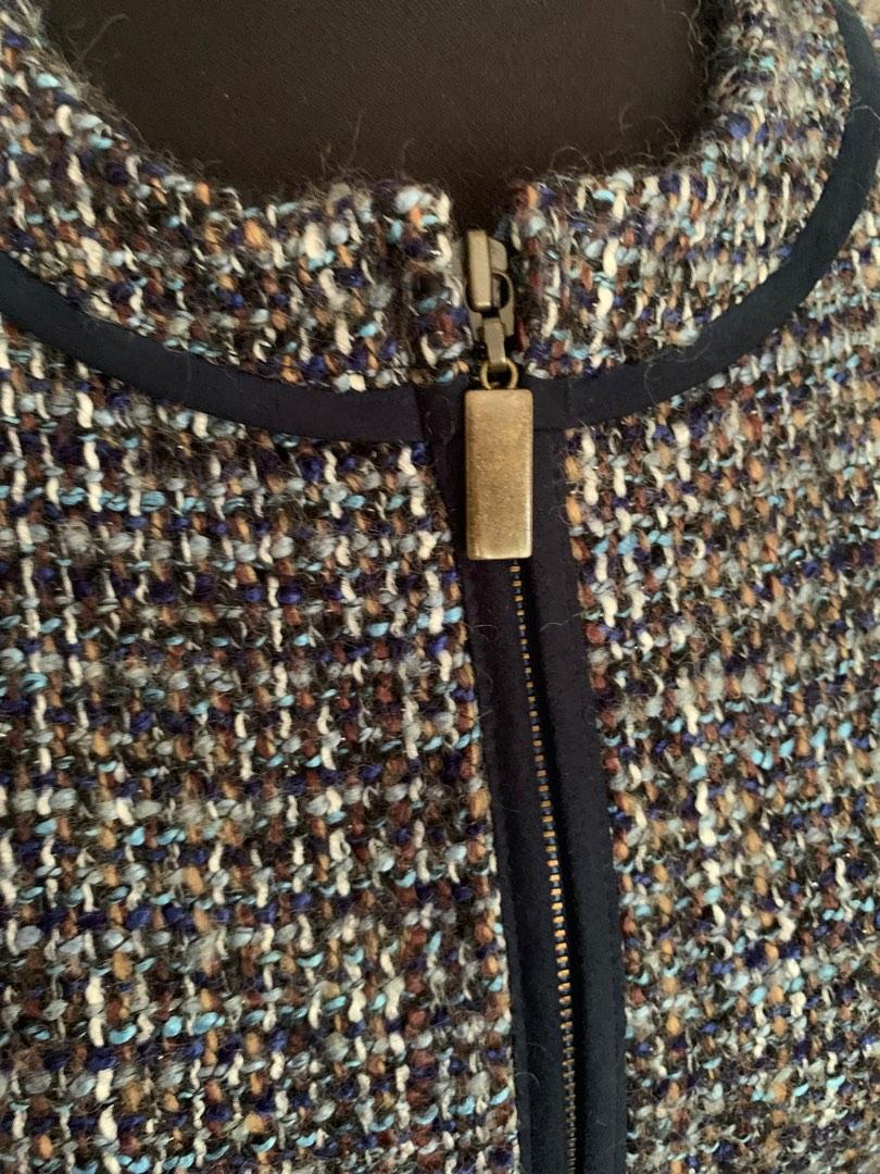 Blue Tweed Zip up coat, Women's Fashion, Coats, Jackets and Outerwear ...