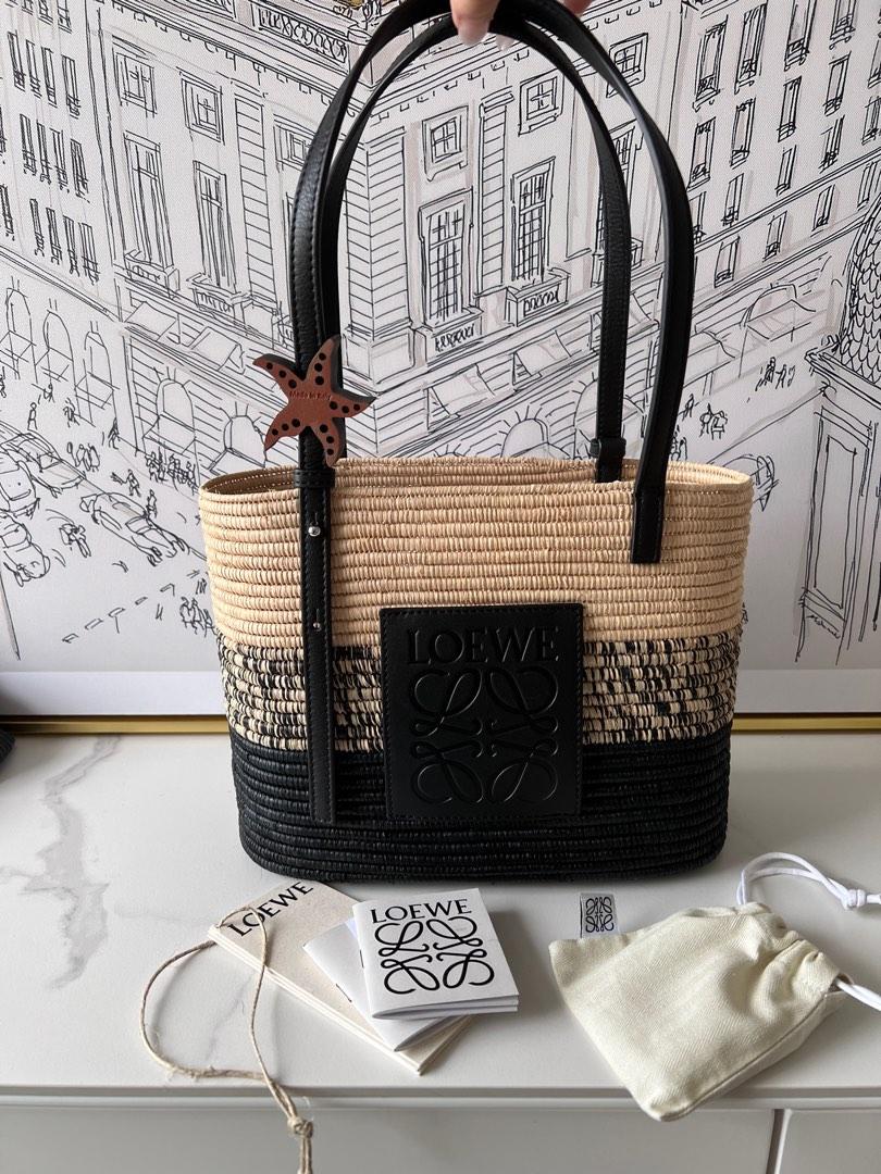 Loewe + Paula's Ibiza small leather-trimmed woven raffia tote - Women - Brown Tote Bags