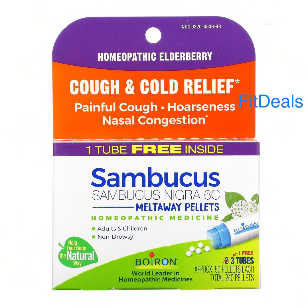 Boiron, Sambucus, Cough & Cold Relief, Meltaway Pellets (Made in France