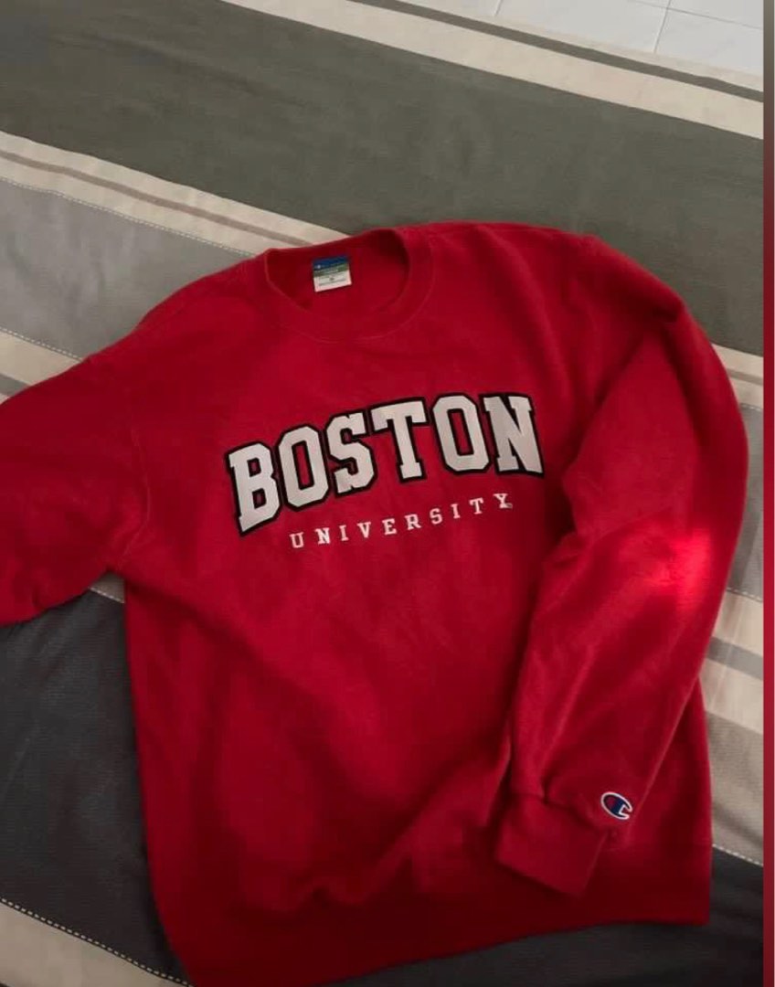 Men's Champion Gray Boston University Reverse Weave Pullover