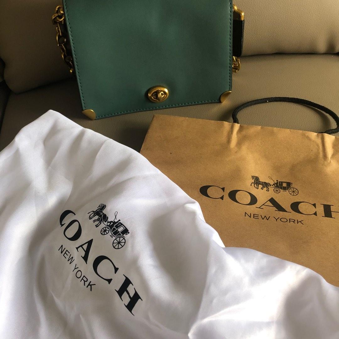 Brand New Authentic Coach Green Colourblock Leather Dinky 19 Shoulder Cross body Bag