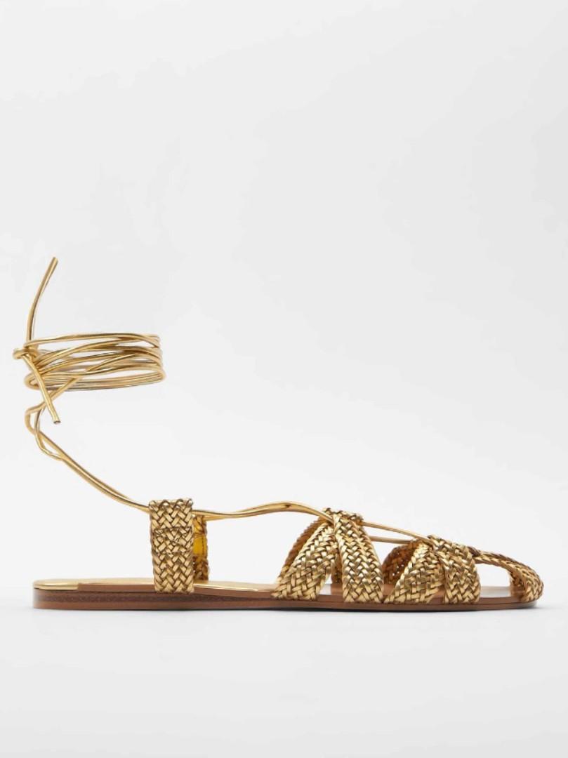 Zara gold braided sandals on sale
