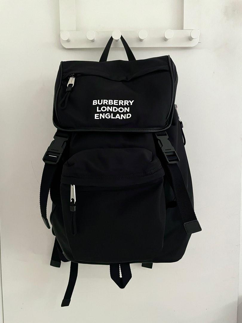 Burberry logo top print econyl backpack