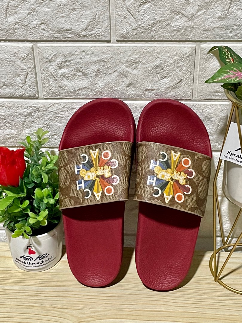 COACH Uli Sport Slide With Floral Print Size 7, Women's Fashion