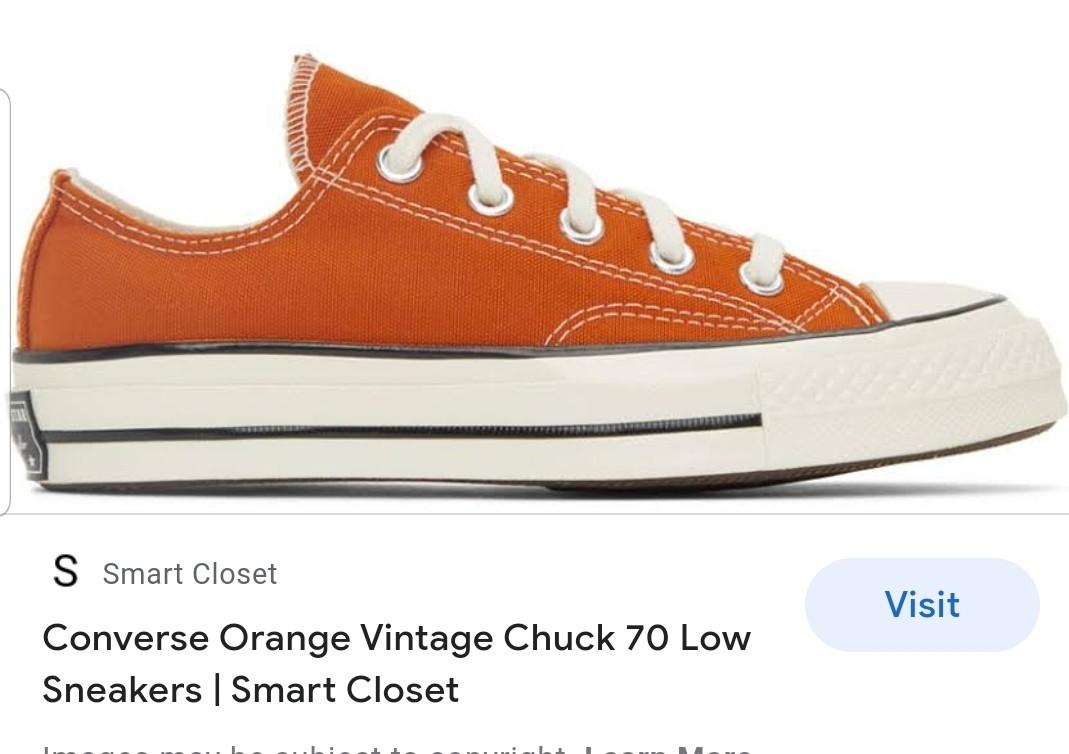 Converse Orange Vintage Chuck 70 Low, Men's Fashion, Footwear, Sneakers on  Carousell
