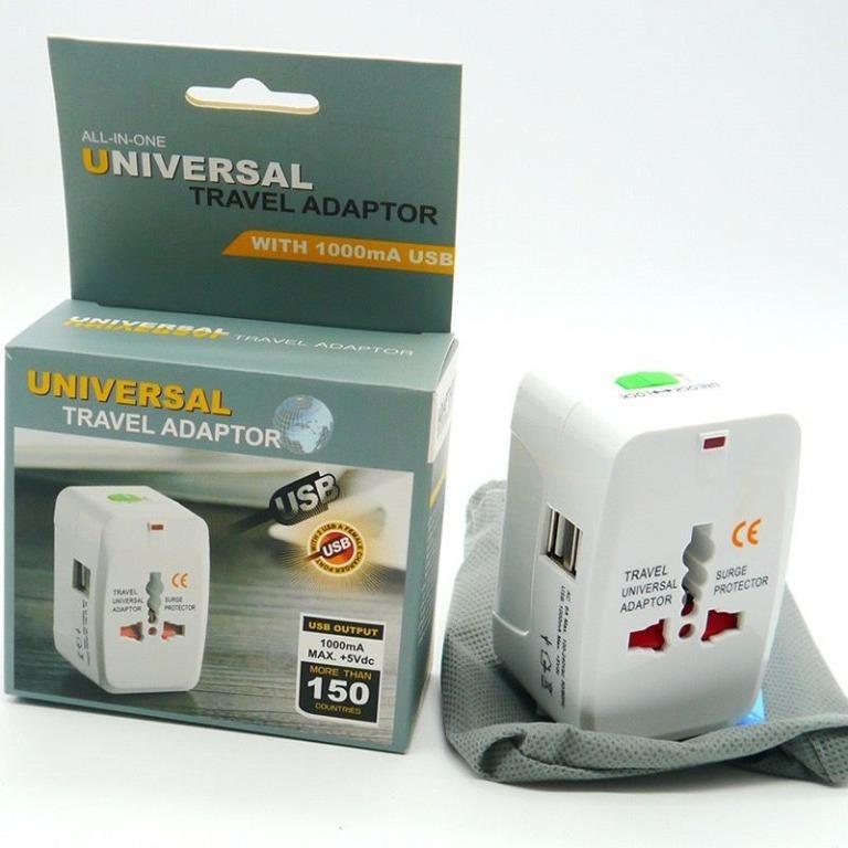 Dual USB Ports Universal Travel Adapter Plug Power All in One Portable ...