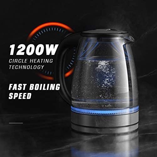 HadinEEon Electric Tea Kettle Glass Kettle, 1500W Variable
