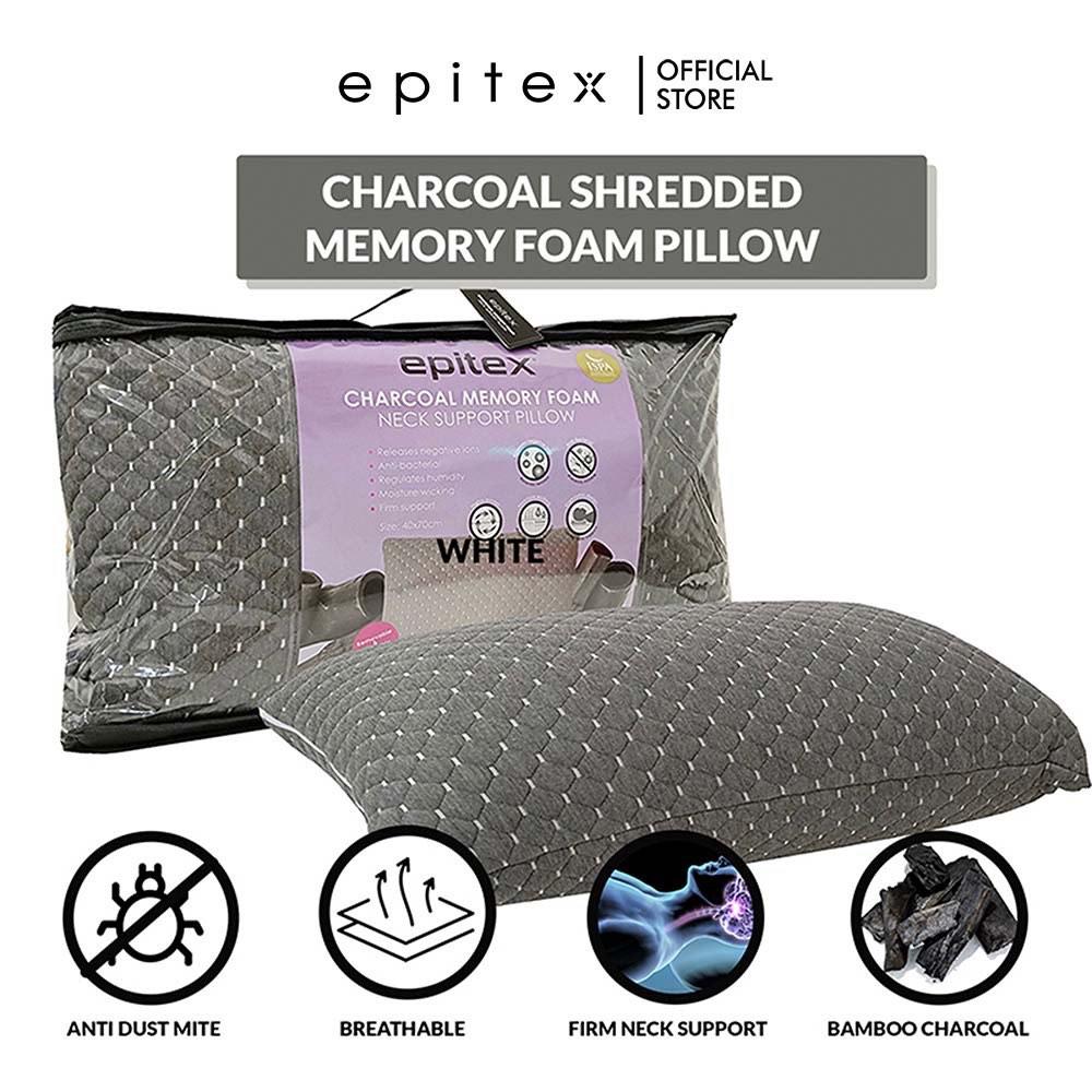 Epitex Charcoal Shredded Memory Foam Neck Support Pillow Furniture Home Living Bedding Towels on Carousell
