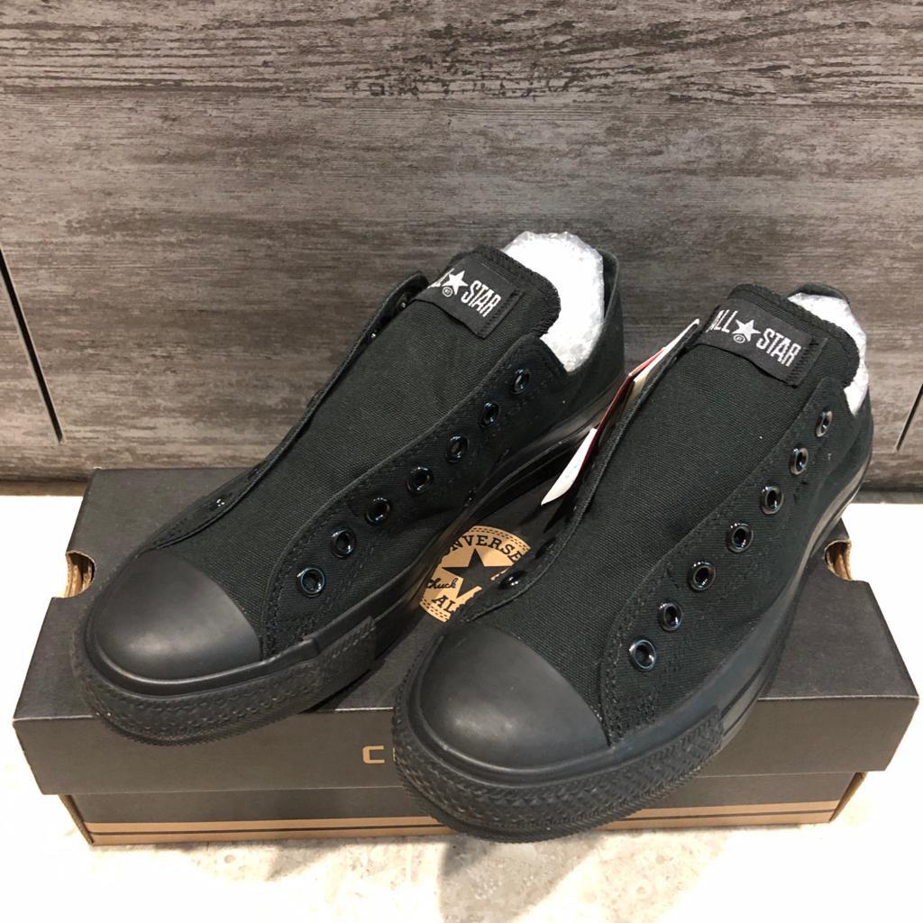 Genuine Japan Edition Converse Slip on. Rare ALL BLACK Monochrome