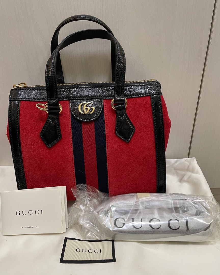 Gucci Ophidia small tote bag in red suede