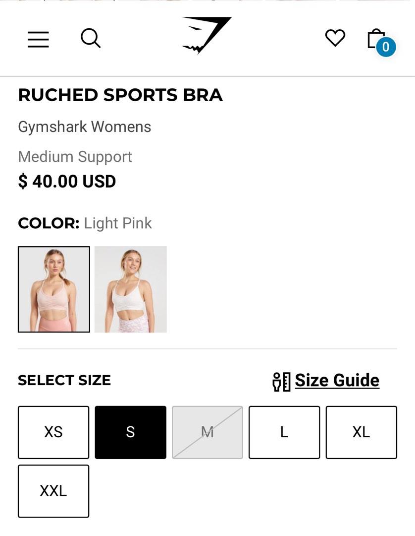 Gymshark Ruched Sports Bra (Light Pink)
