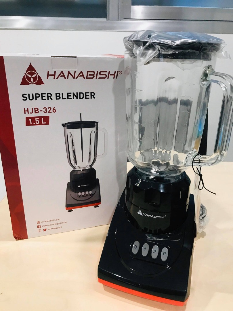 Hanabishi 1.5L Glass Juice Blender HJB326, TV & Home Appliances