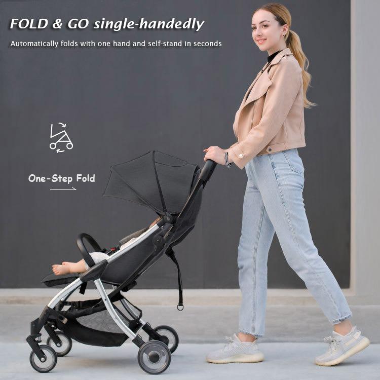 iDS Aluminium Self Folding Stroller Baby Pram Lightweight Stroller Compact Gravity Fold Automatic Fold Baby Carriages Light Stroller