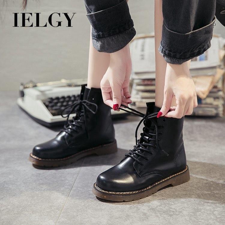 IELGY Martin Boots Female British Style thick soled Motorcycle