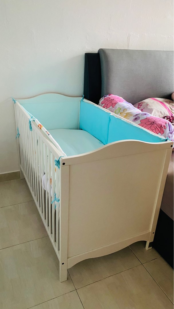 IKEA (Baby Cot, bumper), Babies & Kids, Baby Nursery & Kids Furniture