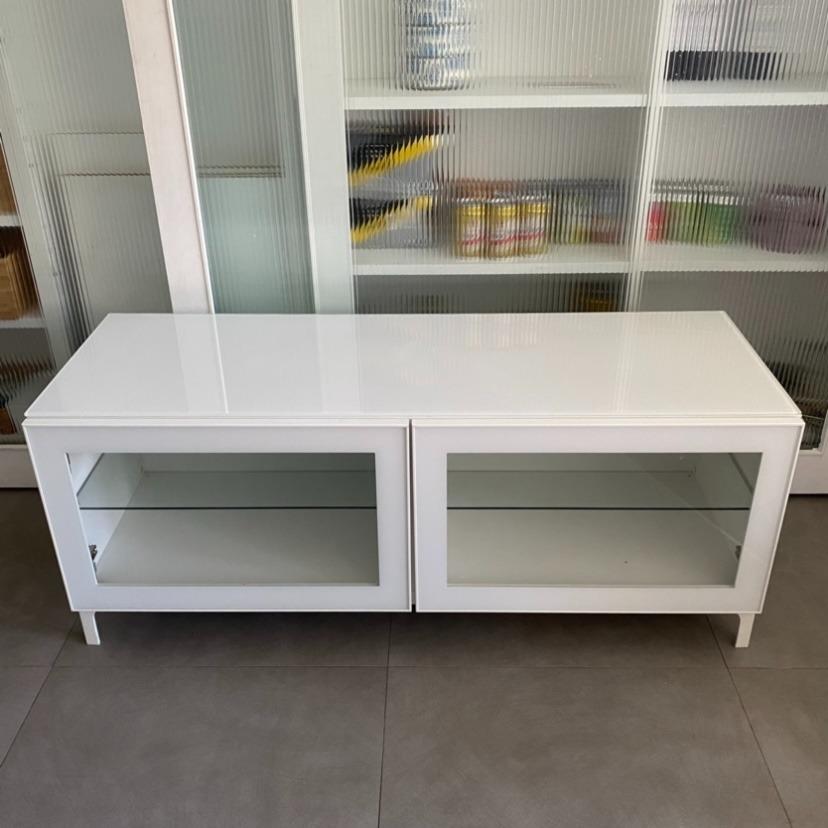 IKEA BESTA TV Stand/Console, White, 傢俬＆家居, 傢俬, 電視櫃 Carousell