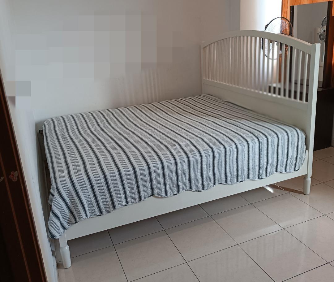 IKEA king size bed frame and mattress., Furniture & Home Living
