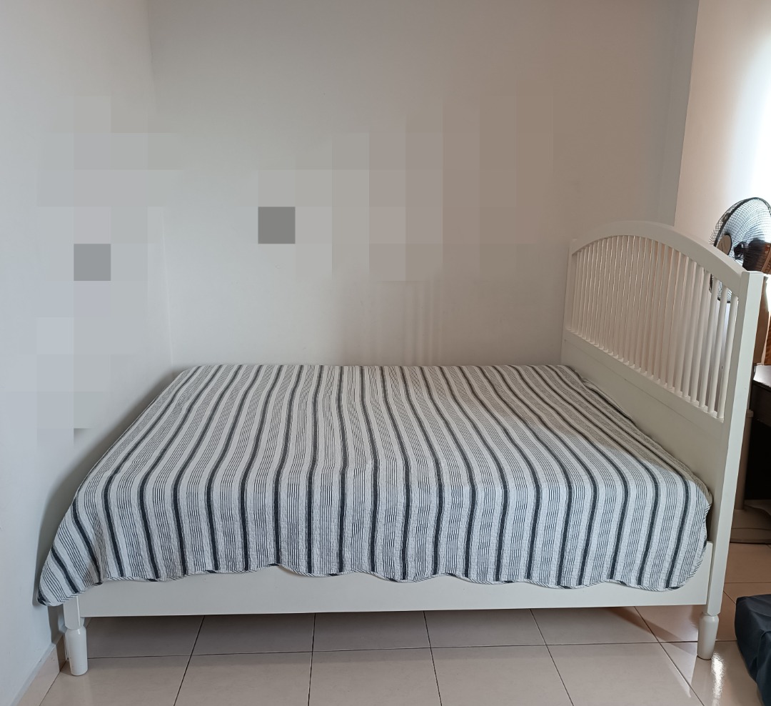 IKEA king size bed frame and mattress., Furniture & Home Living