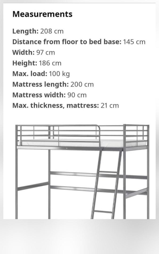 IKEA Svarta Loft Bed Frame with desk top, Furniture & Home Living