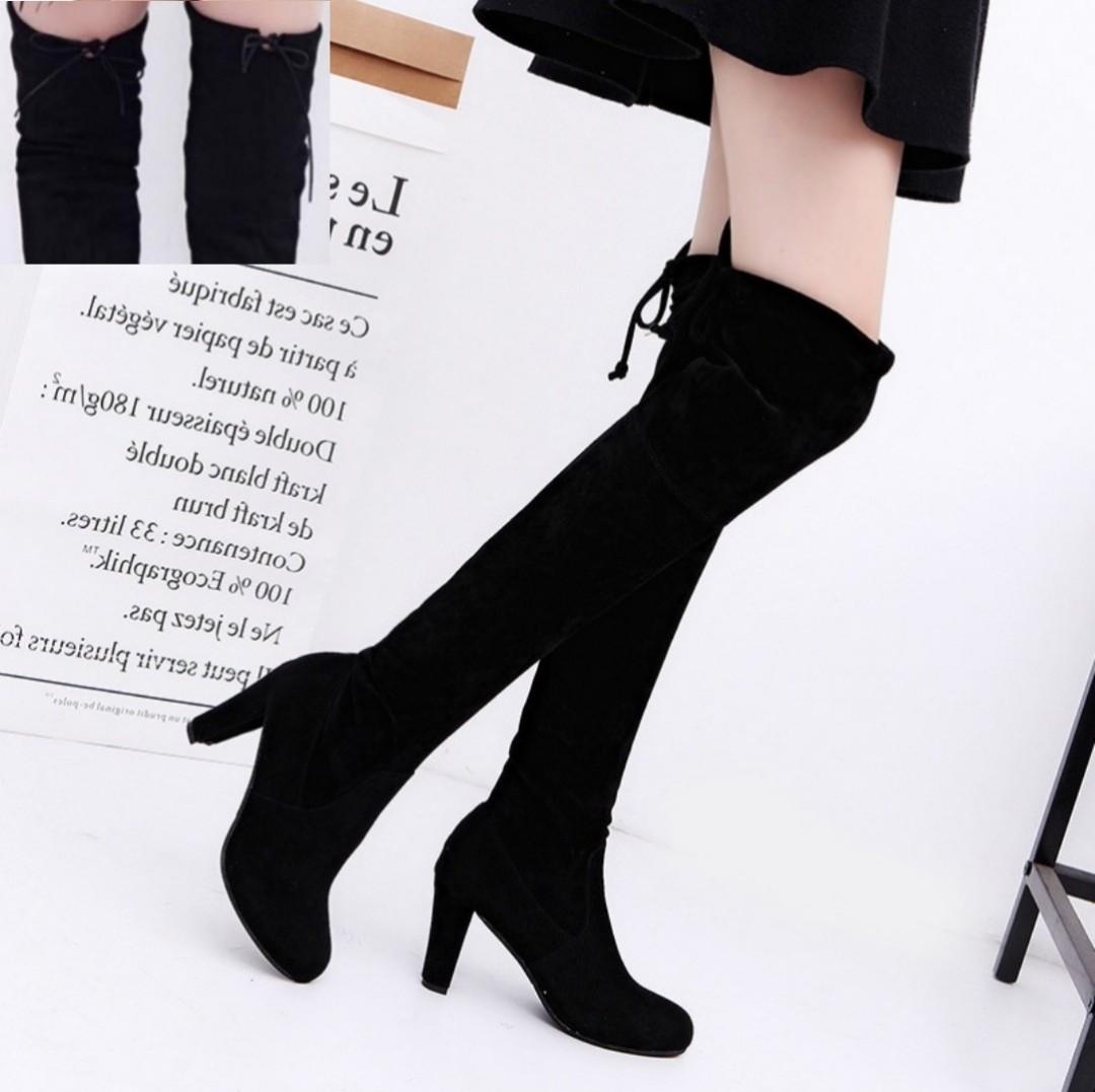 Korean knee high boots hotsell