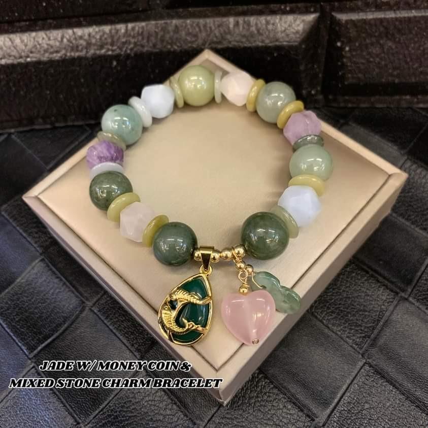 DIVINE ELEMENTS Base Metal Natural Dark Green Jade Bracelet 8mm Healing  Crystal Stone For Good Luck And Harmony For Men And Women  Dr Vedant  Sharmaa