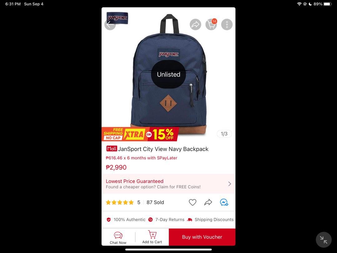 JanSport City View Navy Backpack, Men's Fashion, Bags, Backpacks on