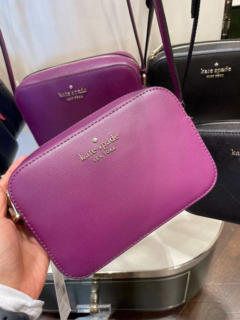 Kate Spade Staci Purple Square Crossbody Saffiano Leather Bag in