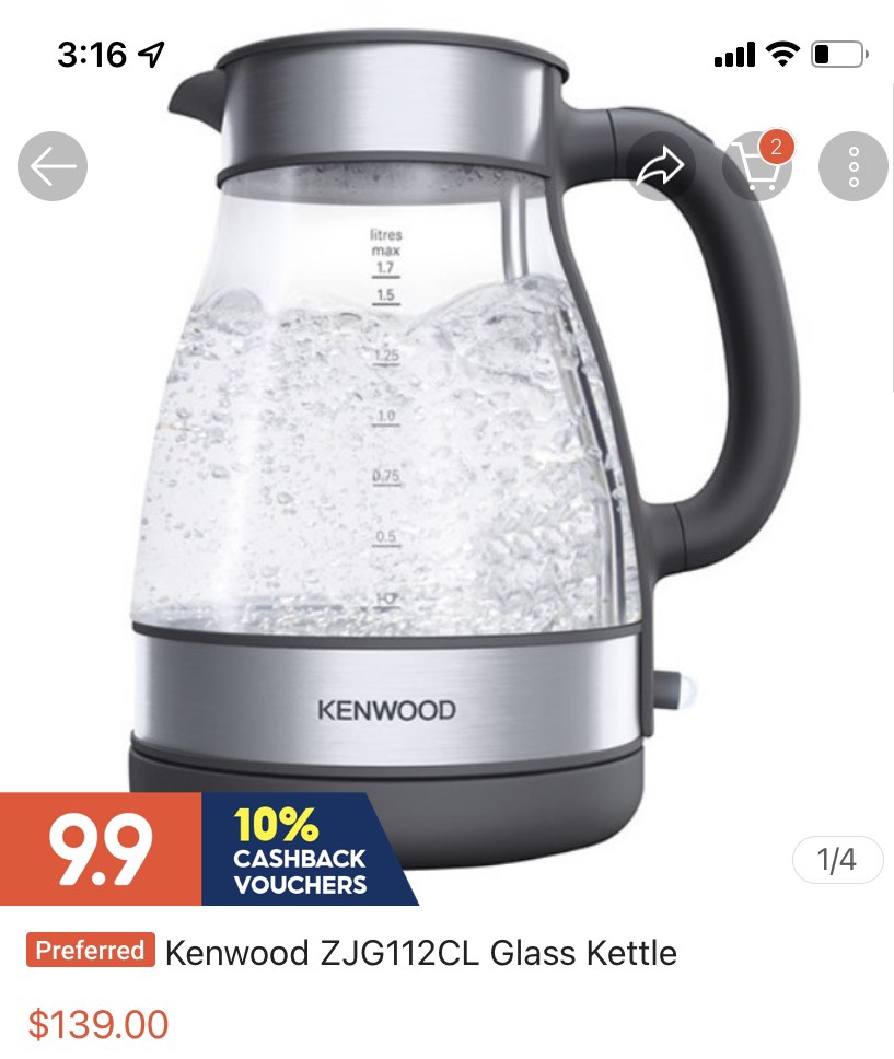 Kenwood glass kettle, TV & Home Appliances, Kitchen Appliances, Kettles & Airpots on Carousell
