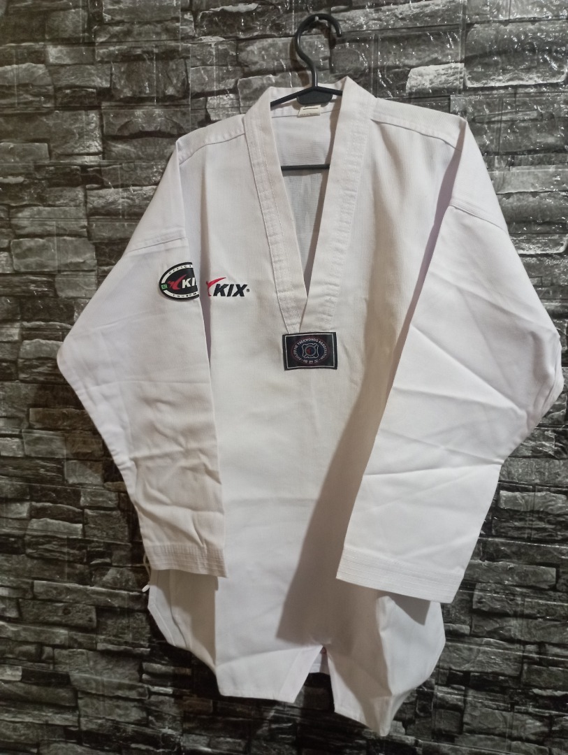 KIX TAEKWONDO UNIFORM PREMIUM RIBBED WHITE COLLAR FREE BELT, Men's Fashion, Activewear on
