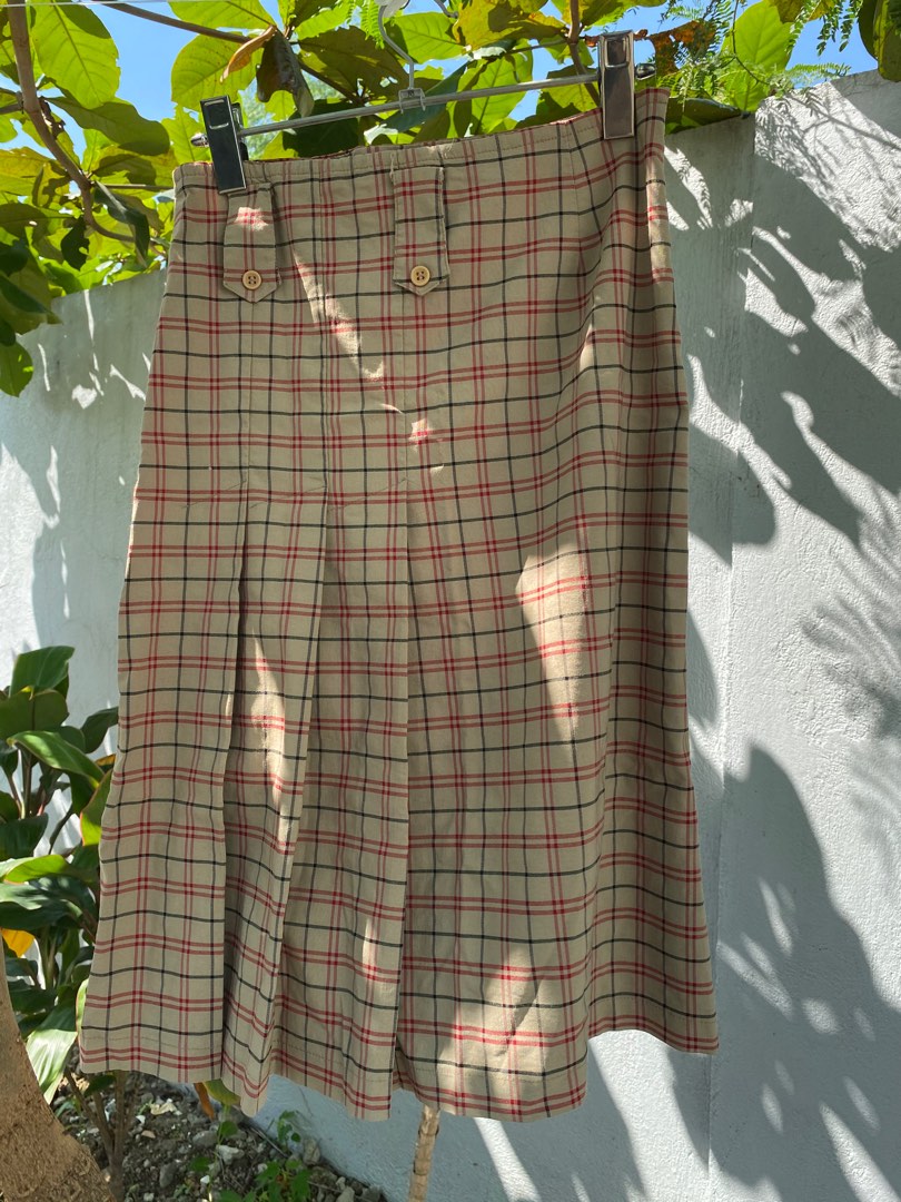 Korean Long Checkered Skirt, Women's Fashion, Bottoms, Skirts on Carousell