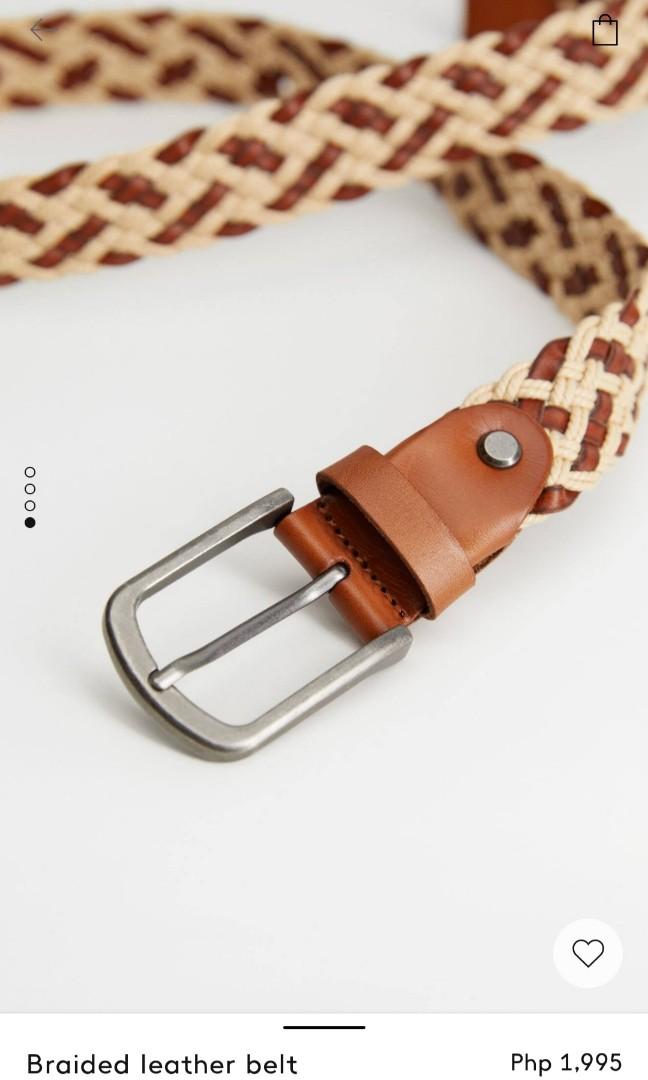 Mango Man Braided Leather Belt 90cm