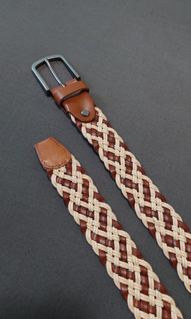 Mango Man Braided Leather Belt 90cm