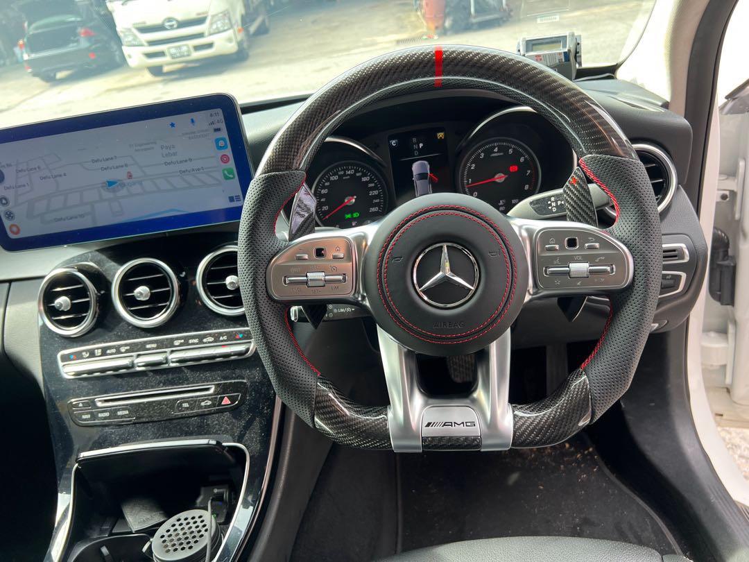 Mercedes benz carbon fiber amg steering wheel a b c cla e gla glc
