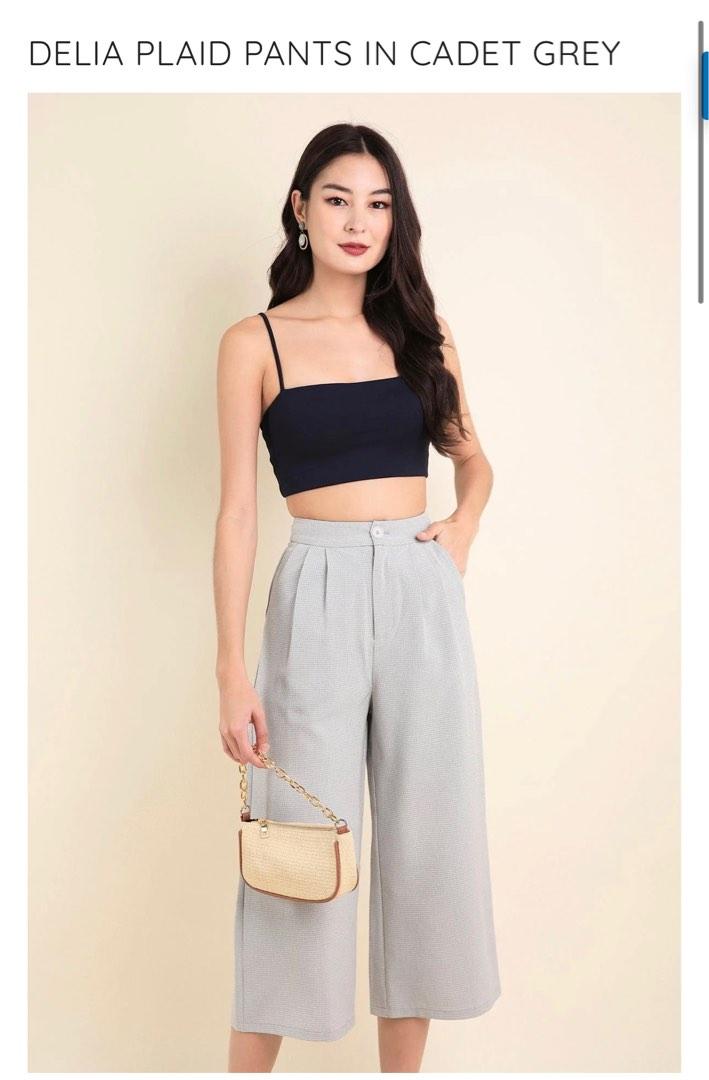 Neon mello DELIA PLAID PANTS shortbread yellow cadet grey