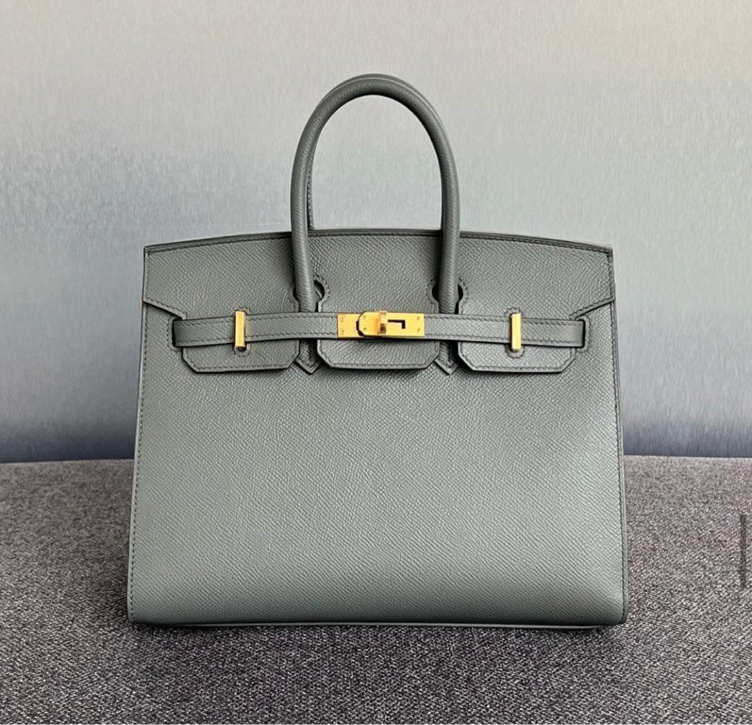 Hermes Birkin 25 Sellier Vert de gris, Luxury, Bags & Wallets on Carousell