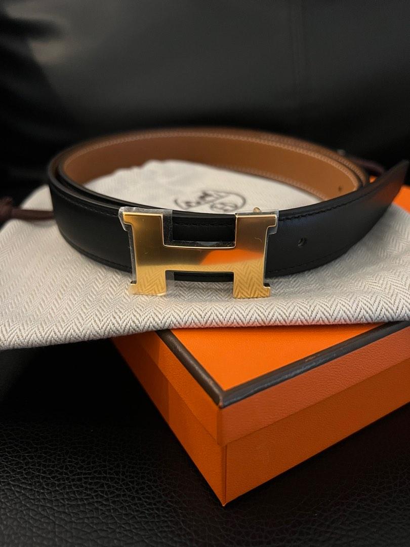 Mini H belt buckle & Reversible leather strap 24 mm