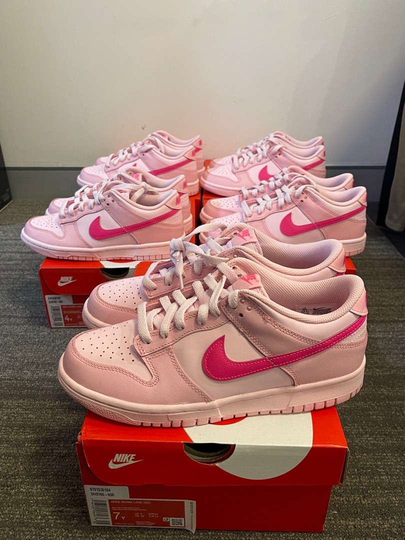 Nike Dunk Low Triple Pink (GS), 女裝, 鞋, 波鞋- Carousell