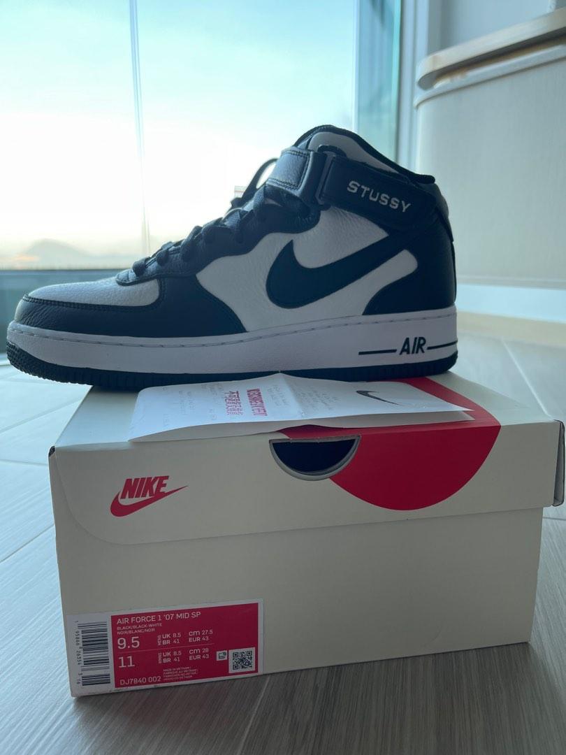 全新Nike Stussy Air Force 1 Mid (US 9.5), 男裝, 鞋, 波鞋- Carousell